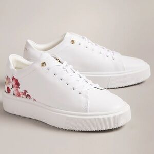 Ted Baker london Lorny white floral platform Sneakers Brand New in Box 37 sz 7
